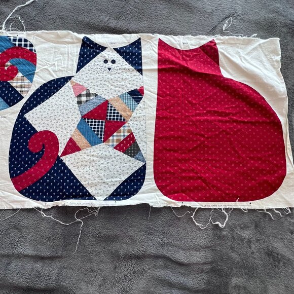 Patchwork Quilt Cats Vintage Cranston Print‎ Quick Sew Panel NOS - Picture 3 of 10